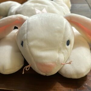 Beanie baby Pillow Pal white and pink rabbit Clover